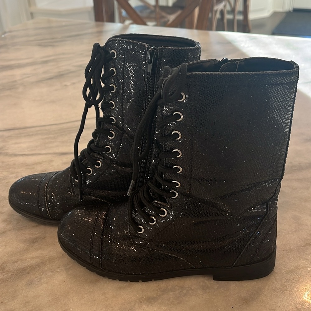 Balera Glittery Hip Hop Combat Boots, Size 4